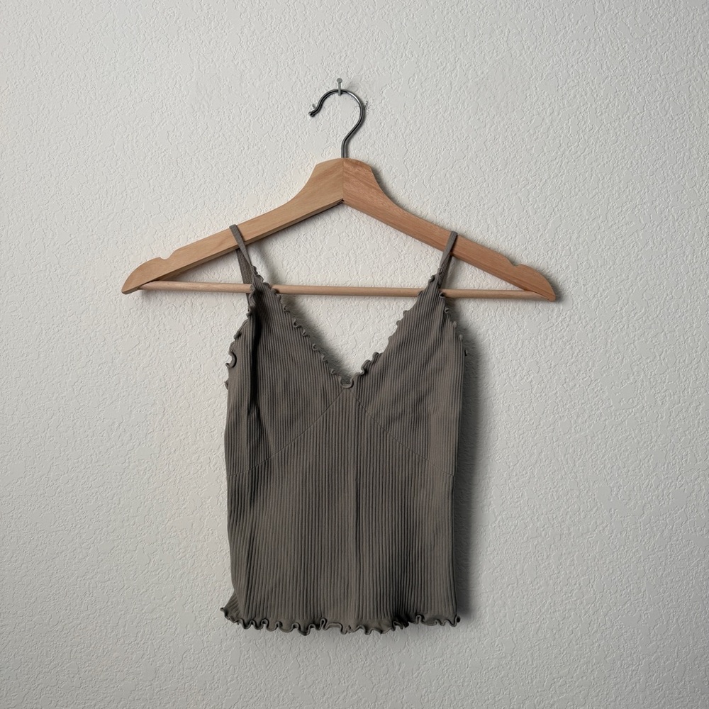 Free People Sage green Ribbed Tank Top
